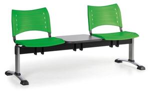 Plastová lavica do čakární VISIO, 2-sedadlo, so stolíkom, zelená, chrómované nohy