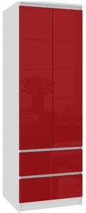 Ak furniture Šatníková skriňa Star 60 cm biela/červený lesk