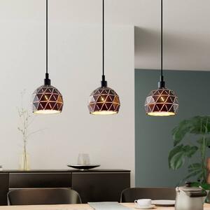 Závesná lampa Roccaforte, čierna/zlatá, kov, dĺžka 75 cm, E14