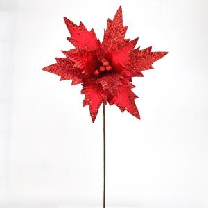 Vianočný trblietavý kvet červená, 50 x 32 cm