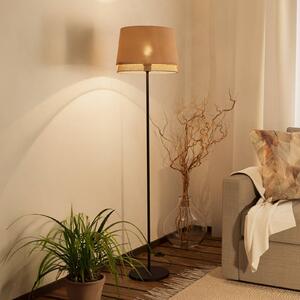 Stojacia lampa Tabley, čierna/prírodná farba, výška 153 cm, látka