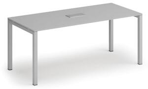 Stôl SQUARE 1800 x 800 x 750, sivá + stolová zásuvka TYP II, strieborná