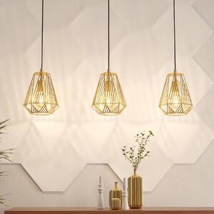 Závesná lampa typu Stype, zlatá farba, dĺžka 96 cm, oceľ, 3 svetlá