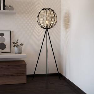 Stojacia lampa Waverton, čierna/biela, výška 143 cm, oceľ/látka