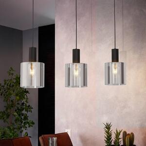 Závesná lampa Gorosiba, čierna, dĺžka 85 cm, oceľ/sklo, 3 svetlá