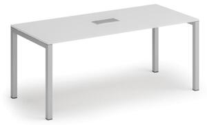 Stôl SQUARE 1800 x 800 x 750, biela + stolná zásuvka TYP I, strieborná