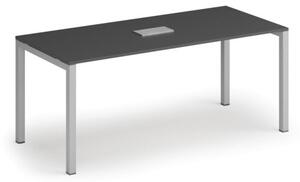 Stôl SQUARE 1800 x 800 x 750, grafit + stolová zásuvka TYP III, strieborná