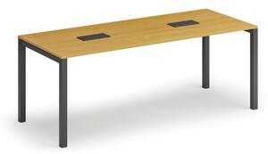 Stôl SQUARE 2000 x 800 x 750, buk + 2x stolná zásuvka TYP I, čierna
