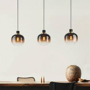 Závesná lampa Oilella, čierno-hnedá, dĺžka 95 cm, sklo, 3 svetlá