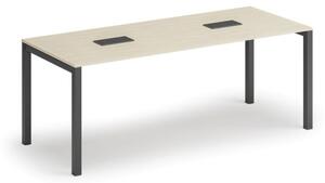 Stôl SQUARE 2000 x 800 x 750, breza + 2x stolná zásuvka TYP I, čierna