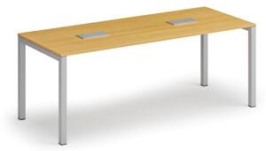 Stôl SQUARE 2000 x 800 x 750, buk + 2x stolná zásuvka TYP V, strieborná
