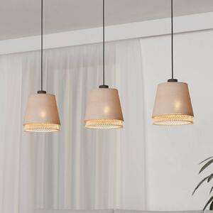 Závesná lampa Tabley, čierna/prírodná farba, 89 cm, látka, 3 svetlá