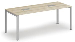 Stôl SQUARE 2000 x 800 x 750, dub prírodný + 2x stolná zásuvka TYP IV, strieborná