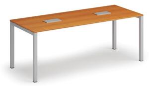 Stôl SQUARE 2000 x 800 x 750, čerešňa + 2x stolná zásuvka TYP V, strieborná