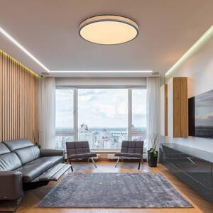 LED stropné svietidlo Doro, Ø 60 cm, tmavý grafit/drevo, drevo, CCT