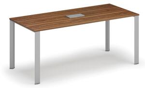 Stôl INFINITY 1800 x 900 x 750, orech + stolná zásuvka TYP I, strieborná