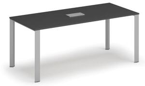Stôl INFINITY 1800 x 900 x 750, grafit + stolová zásuvka TYP I, strieborná
