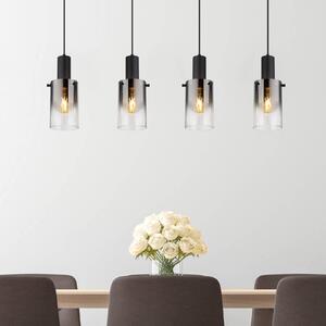 Závesná lampa Florentina, dĺžka 103 cm, dymovo sivá, sklo, 4 svetlá
