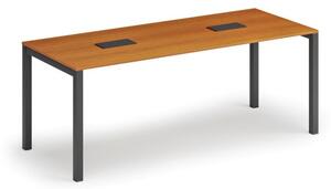 Stôl SQUARE 2000 x 800 x 750, čerešňa + 2x stolná zásuvka TYP I, čierna
