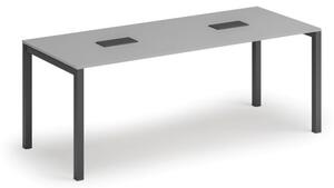 Stôl SQUARE 2000 x 800 x 750, sivá + 2x stolná zásuvka TYP III, čierna
