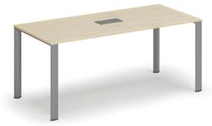 Stôl INFINITY 1800 x 900 x 750, breza + stolová zásuvka TYP III, strieborná