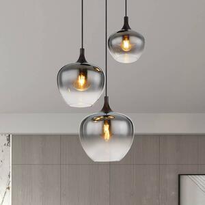 Závesná lampa Maxy, Ø 48 cm, dymovo sivá, sklo, 3 svetlá