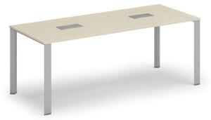 Stôl INFINITY 2000 x 900 x 750, breza + 2x stolná zásuvka TYP V, strieborná