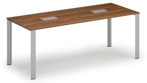 Stôl INFINITY 2000 x 900 x 750, orech + 2x stolná zásuvka TYP I, strieborná
