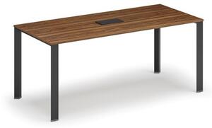 Stôl INFINITY 1800 x 900 x 750, orech + stolná zásuvka TYP IV, čierna