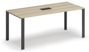 Stôl INFINITY 1800 x 900 x 750, dub prírodný + stolová zásuvka TYP IV, čierna