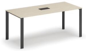 Stôl INFINITY 1800 x 900 x 750, breza + stolová zásuvka TYP I, čierna