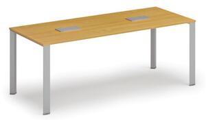 Stôl INFINITY 2000 x 900 x 750, buk + 2x stolná zásuvka TYP III, strieborná