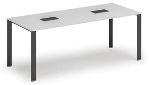 Stôl INFINITY 2000 x 900 x 750, biela + 2x stolná zásuvka TYP V, čierna