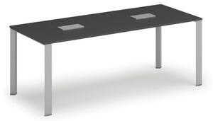 Stôl INFINITY 2000 x 900 x 750, grafit + 2x stolná zásuvka TYP V, strieborná