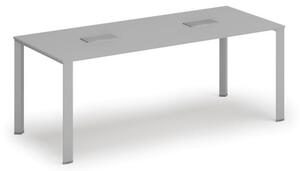 Stôl INFINITY 2000 x 900 x 750, sivá + 2x stolná zásuvka TYP IV, strieborná