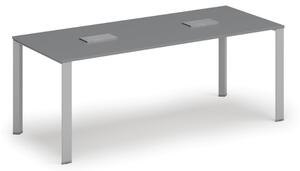 Stôl PRIMO INFINITY 2000 x 900 x 750, grafit + 2x stolná zásuvka TYP I, strieborná