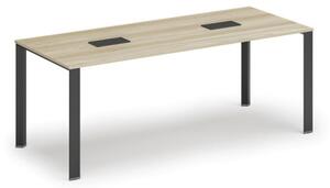 Stôl INFINITY 2000 x 900 x 750, dub prírodný + 2x stolná zásuvka TYP III, čierna
