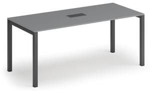 Rokovací stôl PRIMO SQUARE, 180x80 cm, grafit + stolná zásuvka TYP II, čierna