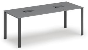 Stôl PRIMO INFINITY 2000 x 900 x 750, grafit + 2x stolná zásuvka TYP I, čierna