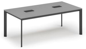 Stôl INVITATION 2000 x 1000 x 740, sivá + 2x stolná zásuvka TYP I, čierna