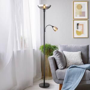 Stojacia lampa Blade, výška 178 cm, čierna/dymová farba, 2 svetlá