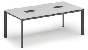 Stôl INVITATION 2000 x 1000 x 740, biela + 2x stolná zásuvka TYP II, čierna