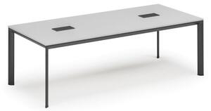 Stôl INVITATION 2400 x 1200 x 740, biela + 2x stolná zásuvka TYP I, čierna