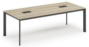 Stôl INVITATION 2400 x 1200 x 740, dub prírodný + 2x stolná zásuvka TYP III, čierna