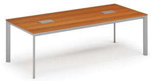 Stôl INVITATION 2400 x 1200 x 740, čerešňa + 2x stolná zásuvka TYP II, strieborná