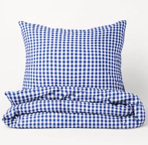Goldea tradičné bavlnené posteľné obliečky - vzor 802 modré a biele kocky 140 x 220 a 70 x 90 cm