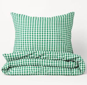 Goldea tradičné bavlnené posteľné obliečky - vzor 803 zelené a biele kocky 140 x 220 a 70 x 90 cm