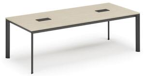 Stôl INVITATION 2400 x 1200 x 740, breza + 2x stolná zásuvka TYP III, čierna