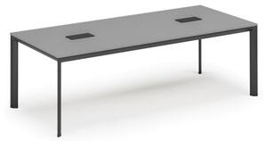 Stôl INVITATION 2400 x 1200 x 740, sivá + 2x stolná zásuvka TYP II, čierna