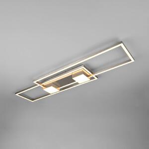 LED stropné svietidlo Albany, nikel, 100 x 28 cm, hliník CCT stmievateľné